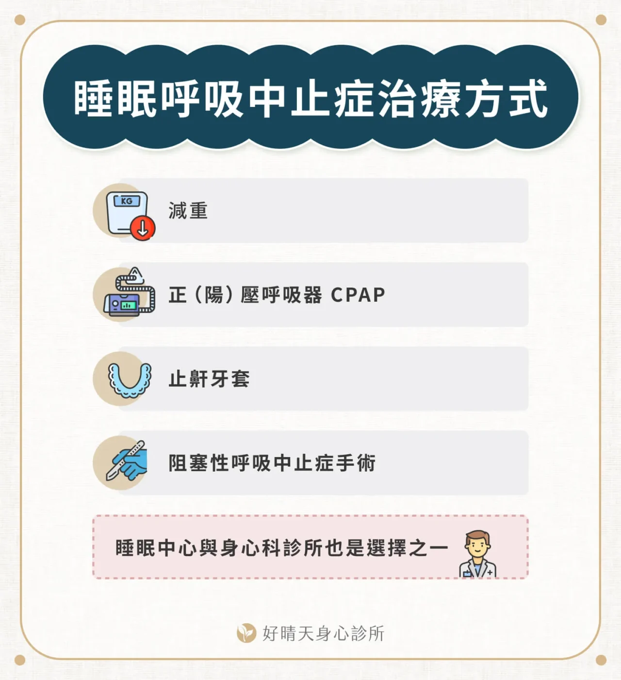 睡眠呼吸中止症治療方式